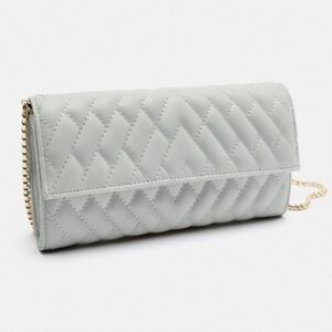 Zara Quilted Gray Gold Crossbody Mini Wallet Bag
